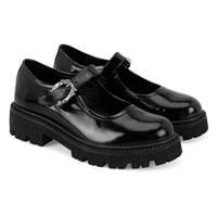 Kadın Siyah Ayarlanabilir Tokalı Deri Günlük Ayakkabı