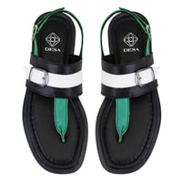 Kadın Siyah Ayarlanabilir Tokalı Deri Terlik