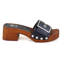 Kadın Siyah Ayarlanabilir Tokalı Deri Terlik