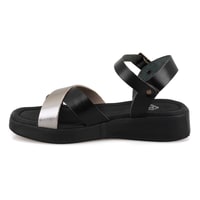 Kadın Siyah Ayarlanabilir Tokalı Deri Sandalet