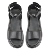 Kadın Siyah Ayarlanabilir Tokalı Deri Sandalet