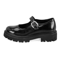 Kadın Siyah Ayarlanabilir Tokalı Deri Günlük Ayakkabı