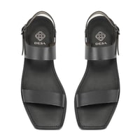 Kadın Siyah Ayarlanabilir Tokalı Deri Sandalet