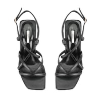 Kadın Siyah Ayarlanabilir Tokalı Deri Sandalet