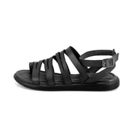 Kadın Siyah Ayarlanabilir Tokalı Deri Sandalet