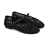 Kadın Siyah Ayarlanabilir Tokalı Hasır Babet