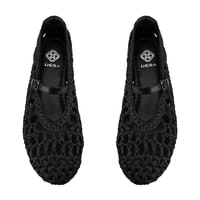 Kadın Siyah Ayarlanabilir Tokalı Hasır Babet