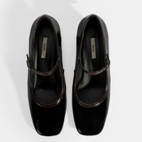 Kadın Siyah Ayarlanabilir Tokalı Kalın Topuklu Klasik Ayakkabı