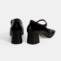 Kadın Siyah Ayarlanabilir Tokalı Kalın Topuklu Klasik Ayakkabı
