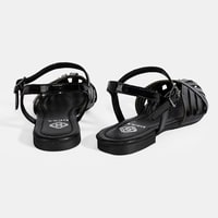 Kadın Siyah Ayarlanabilir Tokalı Rugan Sandalet