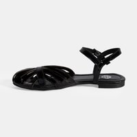 Kadın Siyah Ayarlanabilir Tokalı Rugan Sandalet