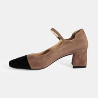 Kadın Siyah Ayarlanabilir Tokalı Süet Topuklu Ayakkabı