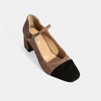 Kadın Siyah Ayarlanabilir Tokalı Süet Topuklu Ayakkabı