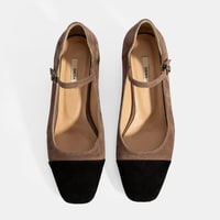 Kadın Siyah Ayarlanabilir Tokalı Süet Topuklu Ayakkabı