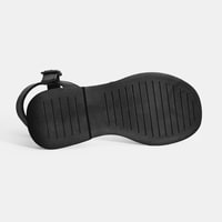 Kadın Siyah Ayarlanabilir Tokalı Taş Detaylı Deri Sandalet