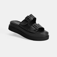 Kadın Siyah Ayarlanabilir Tokalı Terlik