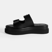 Kadın Siyah Ayarlanabilir Tokalı Terlik