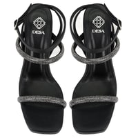 Kadın Siyah Ayarlanabilir Tokalı Topuklu Sandalet