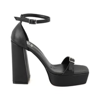 Kadın Siyah Ayarlanabilir Tokalı Topuklu Sandalet