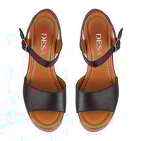 Kadın Siyah Ayarlanabilir Tokalı Topuklu Deri Sandalet