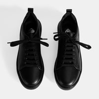 Kadın Siyah Bağcıklı Deri Günlük Ayakkabı