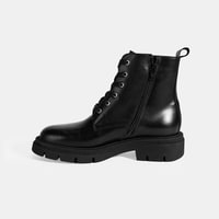 Kadın Siyah Bağcıklı Deri Postal Bot