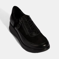 Kadın Siyah Bağcıklı DesaComfort Deri Ayakkabı