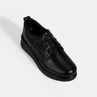 Kadın Siyah Bağcıklı DesaComfort Deri Ayakkabı