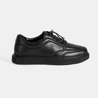 Kadın Siyah Bağcıklı Günlük Deri Ayakkabı