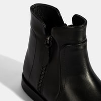 Kadın Siyah Çift Fermuarlı Deri Bot