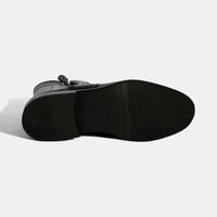 Kadın Siyah Çift Fermuarlı Deri Bot