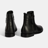 Kadın Siyah Çift Fermuarlı Deri Bot
