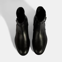 Kadın Siyah Çift Fermuarlı Deri Bot