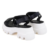 Kadın Siyah Cırt Cırtlı Dolgu Topuklu Sandalet