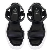 Kadın Siyah Cırt Cırtlı Dolgu Topuklu Sandalet