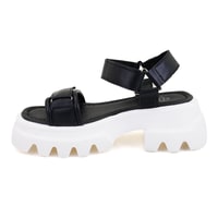 Kadın Siyah Cırt Cırtlı Dolgu Topuklu Sandalet