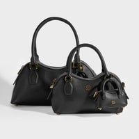 Kadın Siyah Deri Çanta Aksesuarlı Büyük Omuz Çantası