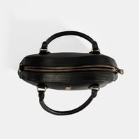 Kadın Siyah Deri Çanta Aksesuarlı Mini El Çantası