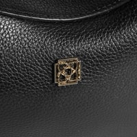 Kadın Siyah Deri Çanta Aksesuarlı Mini El Çantası