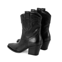 Kadın Siyah Deri Kovboy Bot