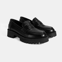 Kadın Siyah Deri Loafer