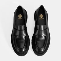 Kadın Siyah Deri Loafer