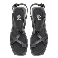 Kadın Siyah Deri Sandalet