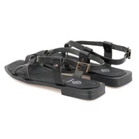 Kadın Siyah Deri Sandalet