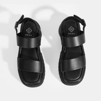 Kadın Siyah Deri Sandalet