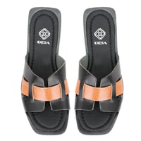 Kadın Siyah Deri Terlik