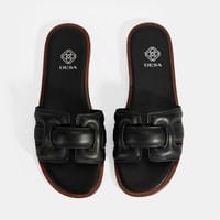 Kadın Siyah Deri Terlik