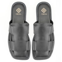 Kadın Siyah Deri Terlik