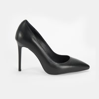 Kadın Siyah Deri Topuklu Klasik Ayakkabı