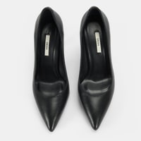 Kadın Siyah Deri Topuklu Klasik Ayakkabı